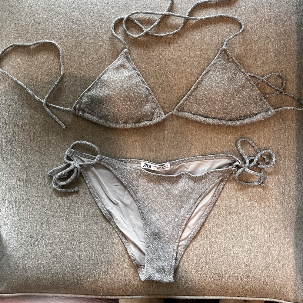 Zara silver glittery bikini